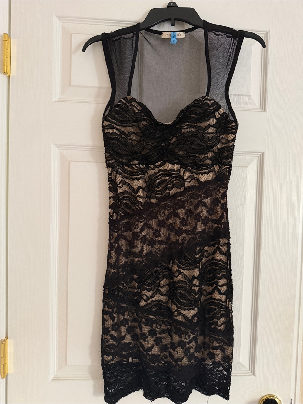 Arden B Black Lace Slip with Nude Underlay